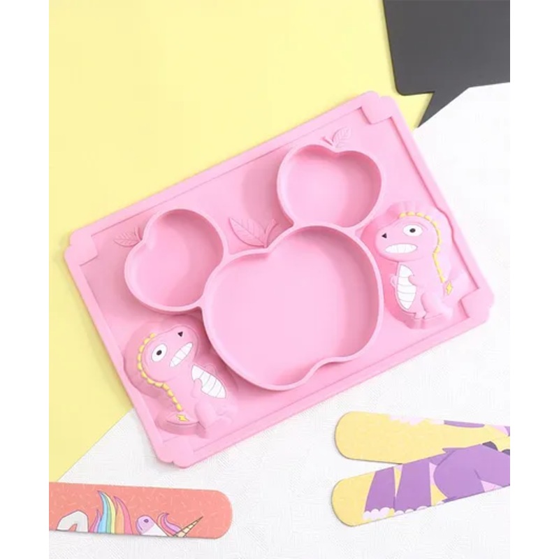Apple Shaped Three Compartmented Feeding  Plate – Pink