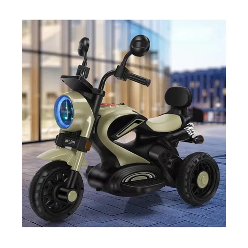 Baby Super Harley Kids Three Wheel Battery Operated Ride on Bike with Music & Lights – Gold| Pre-loaded Music with USB & AUX| Easy to Assemble| Comfortable Seat| Easy to Operate