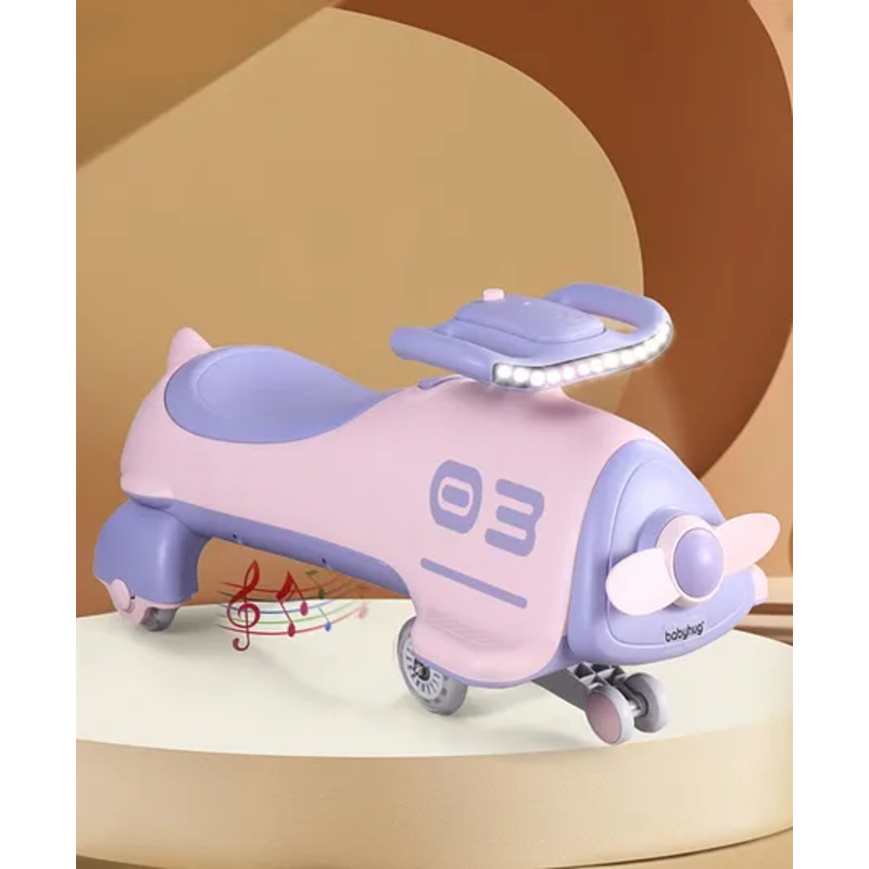 Babyhug Baby Magic Premium Aero Kids Magic Swing Car With Music Lights & ABEC 7 Bearing with PU LED Wheels – Purple