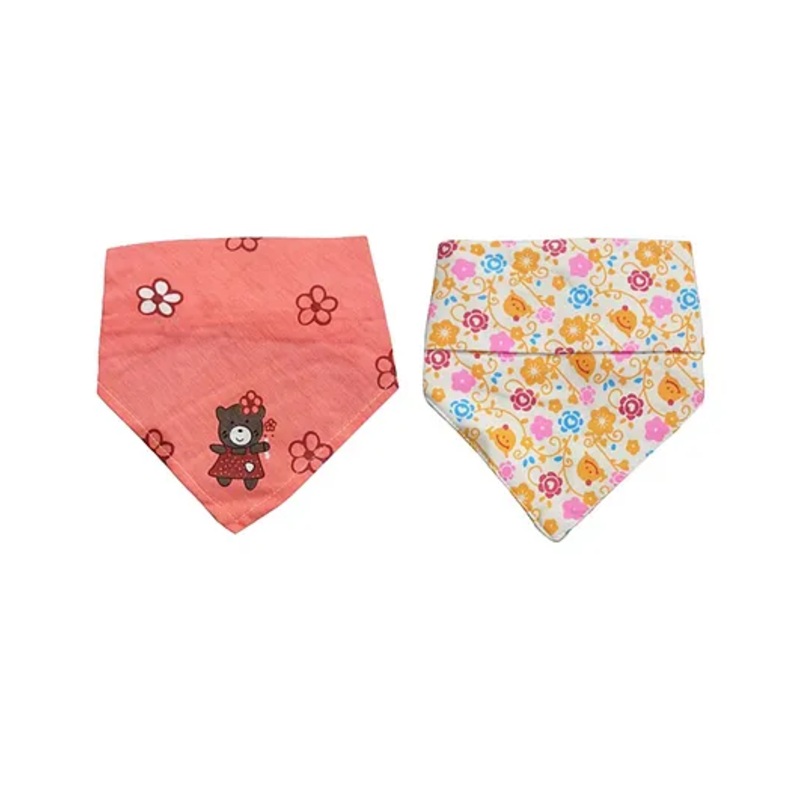 Chinmay Kids Reusable Baby Bibs Two Layered Cute Prints Edges Assorted Color Pack of 2  (Pink-Orange)
