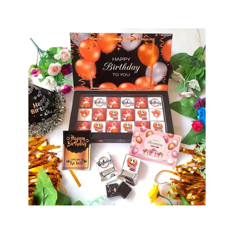 Expelite Happy Birthday Metallic Balloons Printed Chocolate Box – 500 gm