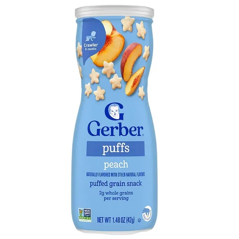 Gerber Peach Puffs Snack for Baby 42g – Non-GMO, Easy-to-Eat Cereal For 8-12 Months with Vitamins & Minerals