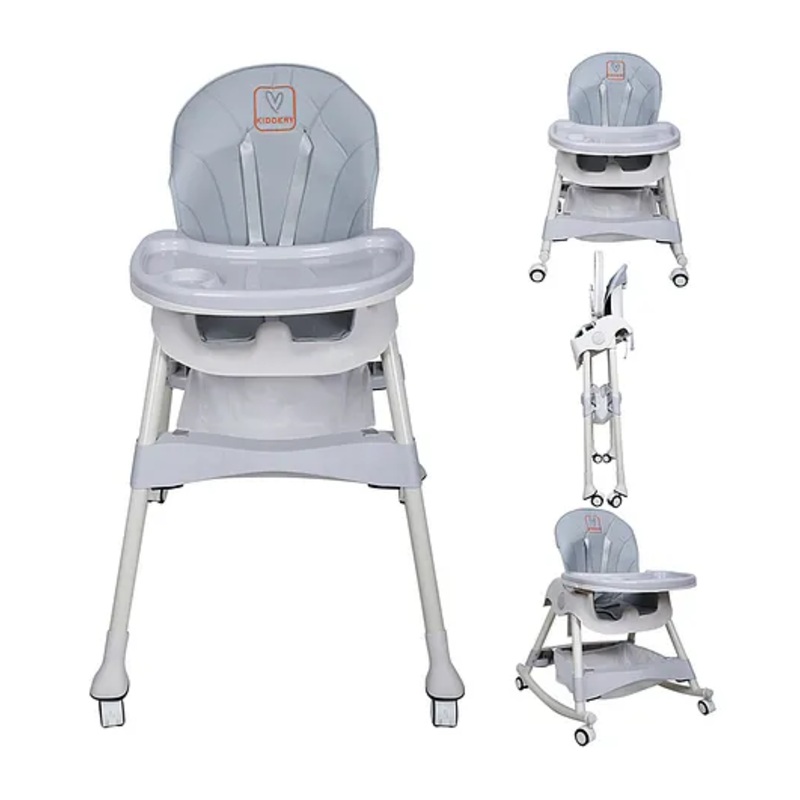 Kiddery Baby Dining Chair 4in1 Convertible And Adjustable Folding Baby Chair – Grey