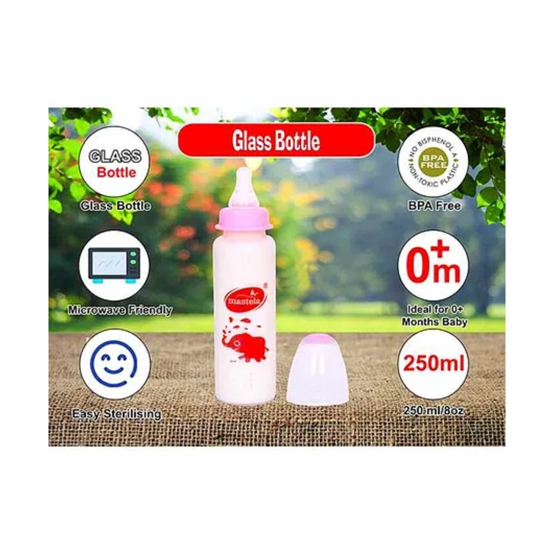 Mastela Borosilicate Glass Feeding Bottle Pink – 250 ml