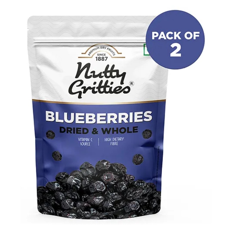 Nutty Gritties Dried Blueberries Pack of 2 – 150 gm Each