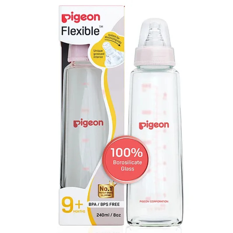 Pigeon Anti Colic Glass Feeding Bottle Pink – 240 ml