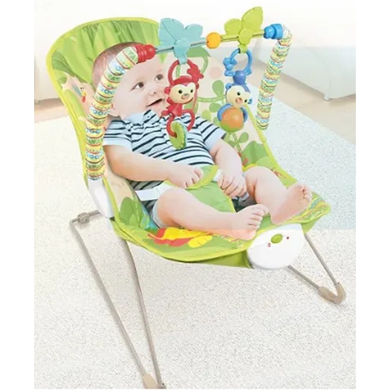 Safe-O-Kid Baby Recliner Bouncer Chair with Battery Safety Belt Toy Bar Music-Pink