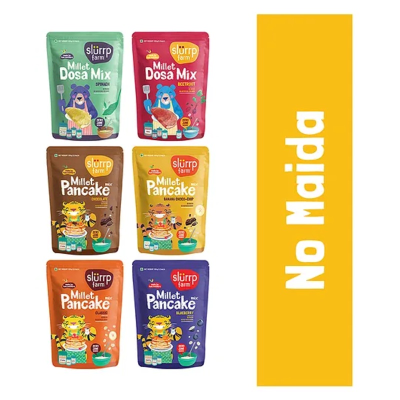 Slurrp Farm Healthy Breakfast Pancake & Dosa Mix Pack of 6 – 50 gm Each