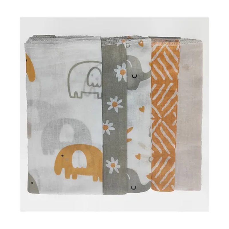 Trance Home Linen Super Soft Cotton Thin Malmal Face Towels Terra Tots – Pack of 5 pcs)