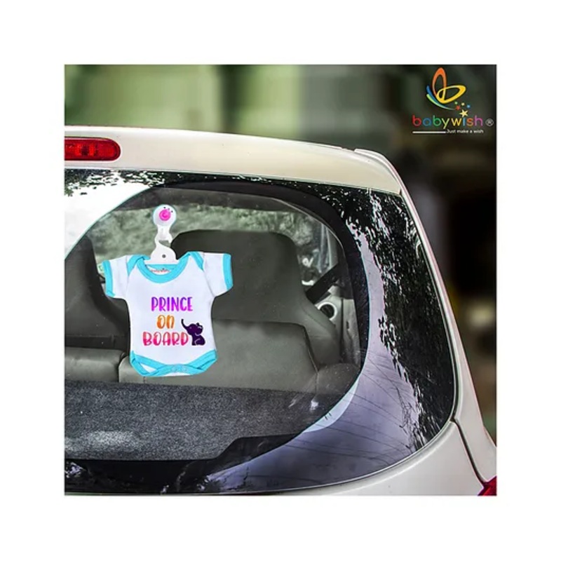 Babywish Baby on Board Car Decals Cloth Safety Sign Board Prince On Board Calf Print – Blue