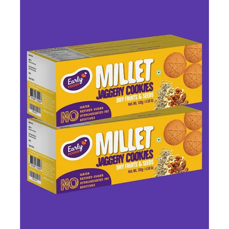 Early Food Dry Fruits & Seeds Jaggery Cookies Pack of 2 130g each