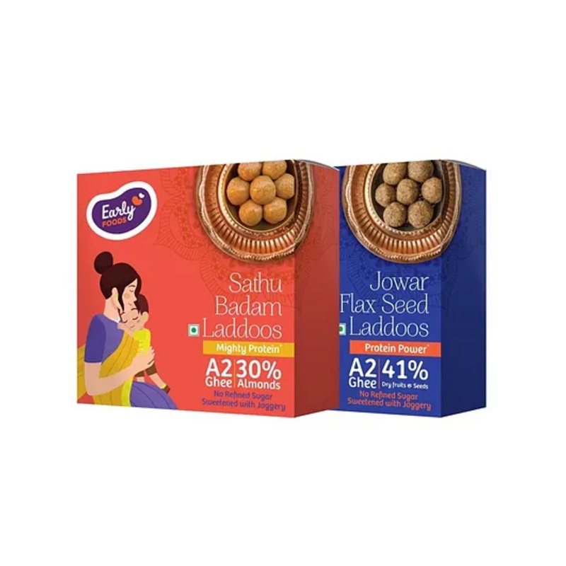 Early Foods Jowar Flax Seeds & Sathu Badam Laddoos Pack of 2, 250g Each