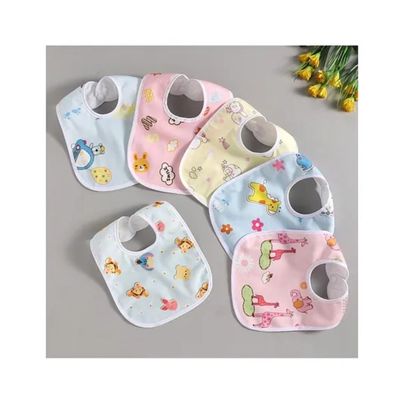 LittleBoo Waterproof Feeding  Baby Bibs with Snap Button Closure  Pack of 12 – Multicolor Colour & Print May Vary