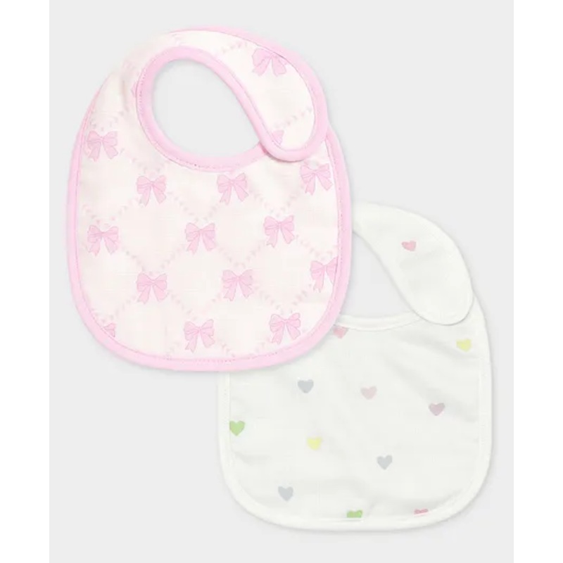 Mi Arcus Baby New Born Printed Essentials Bibs Pack of 2- White & Pink