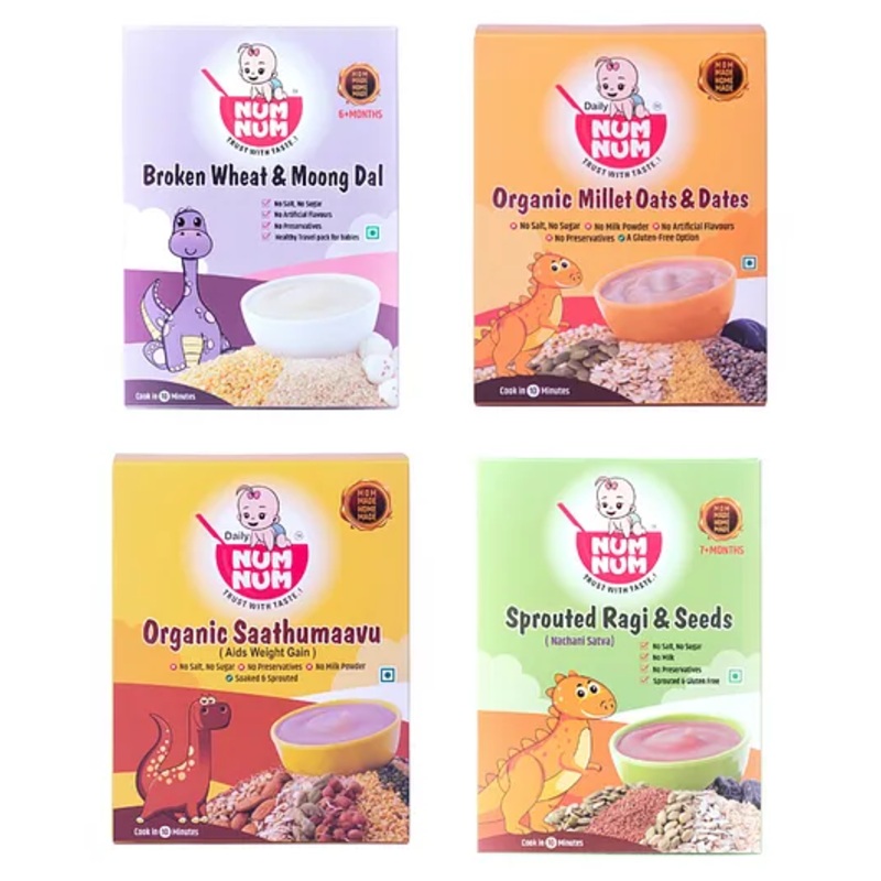 Numnum Organic Trial Combo Pack of 4 – 50 g Each