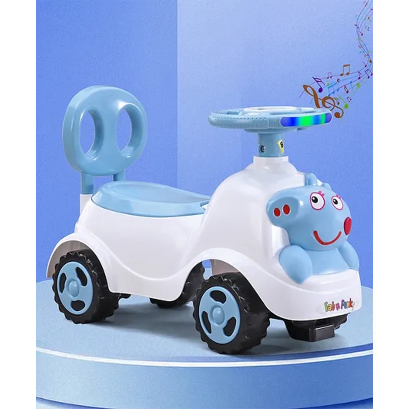 Peppa Deluxe Manual Push Ride-On with LED Lights & Music -Blue| Secret Storage| Toy for 1 to 4 Years Boys & Girls| Durable Non-Toxic Material| Comfortable Seat| Activity Gift| Foot-to-Floor Operation