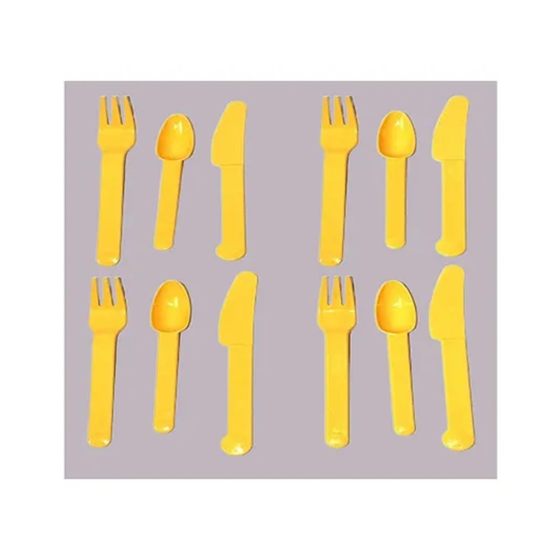 The Cheeky Kidzz Baby Soft Silicone Feeding Spoon Heat-Resistant Cutlery Spoon  Set Safety Self Feeding Learning YELLOW – Pack of 12