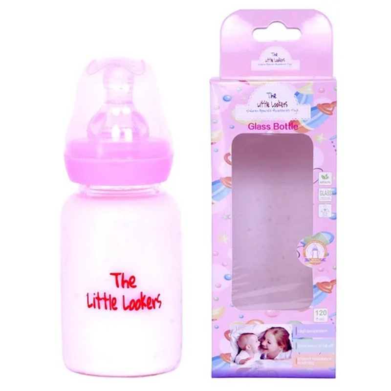 The Little Lookers High Borosilicate Glass Feeding Bottle Pink – 120 ml