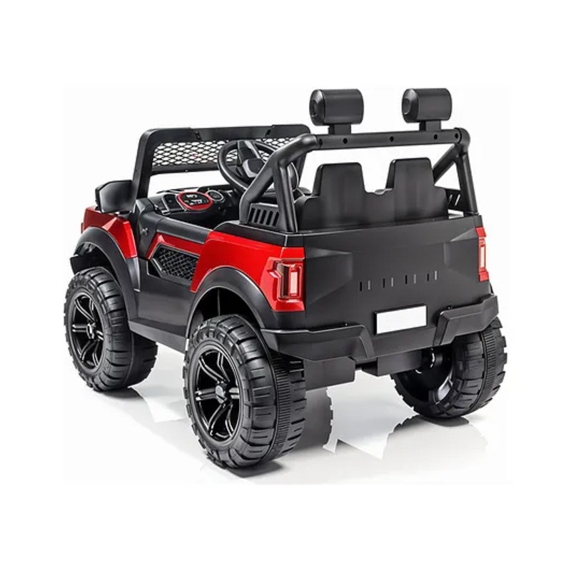 TodFod Pobo Battery Operated Ride-On Jeep for Kids  12V Rechargeable Electric Car with Bluetooth Music, LED Lights, Remote Control, Swing Mode  Red Toy Jeep
