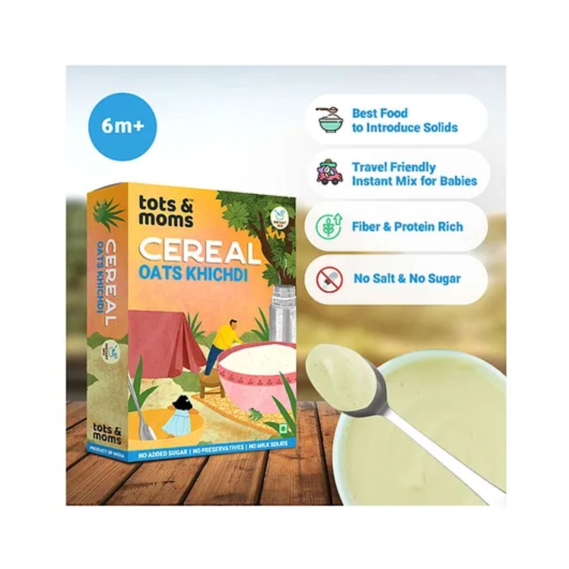 Tots & Moms Instant Oats Khichdi Baby Cereal – 8+ Months, 200g | Easily Digestible – Protein & Fibre Rich | No Sugar No Salt – Preservative Free – Travel Friendly , Flavoured with Cumin & Pepper for Baby