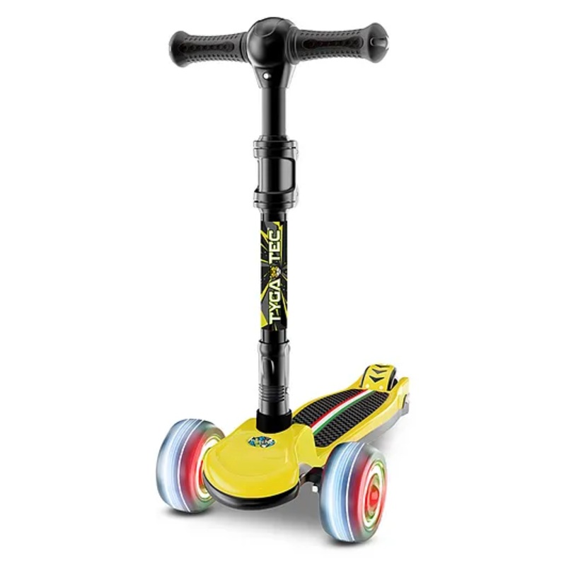 Tygatec 3 Wheel Premium Smart Kick Scooter with Fold-able & Height Adjustable Handle for Girls and Boys ( Yellow )