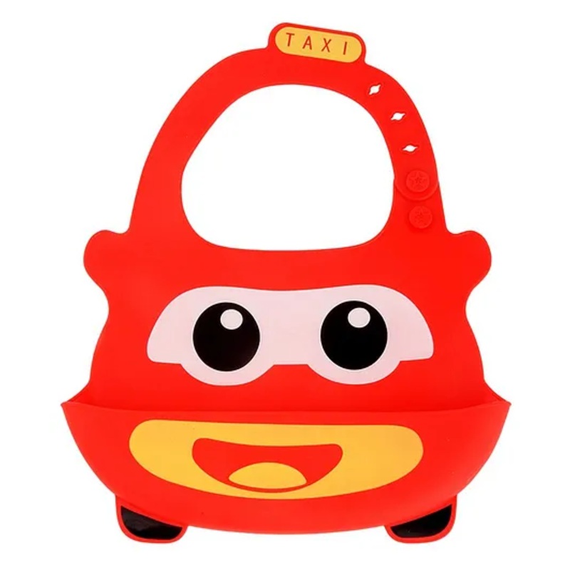 Yellow Bee Red Easy Clean Silicone Bib with Crumb Collector – Red