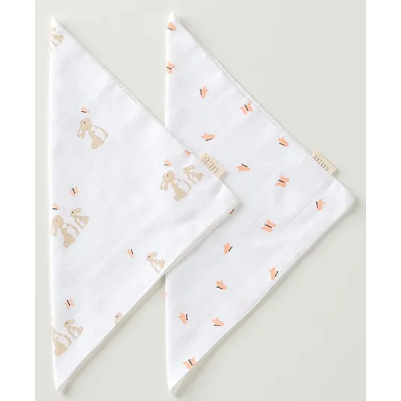 Aariro Organic Cotton Muslin Washcloth Honey Bunny – white & Pink