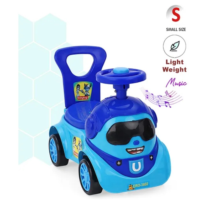 Babyhug Robo Face Manual Push Ride On With Lights & High Backrest – Blue