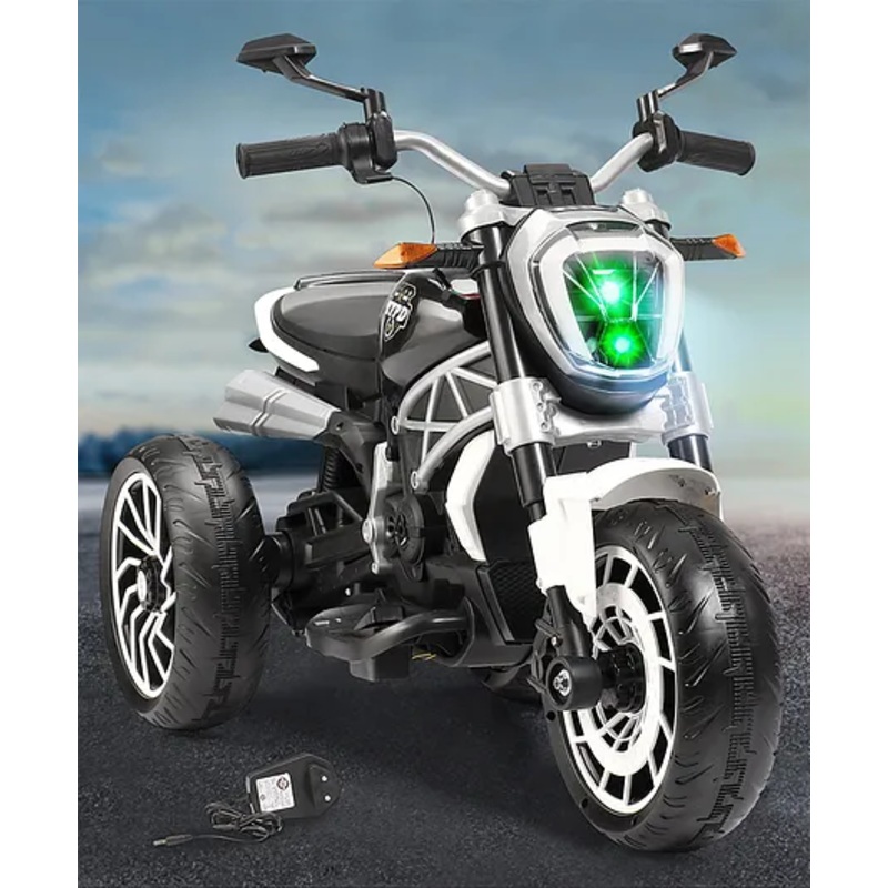 Babyhug Super Harley Kids Three Wheel Battery Operated Ride on Bike With Music & Lights – Black