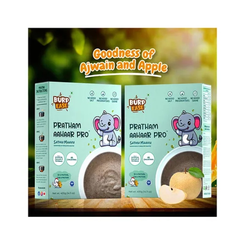 Burpease Combo Of Pratham Aahaar Pro & Apple Flavour – Goodness Of Apple Pulp – No Preservatives – Pack Of 2 – 400g + 400g