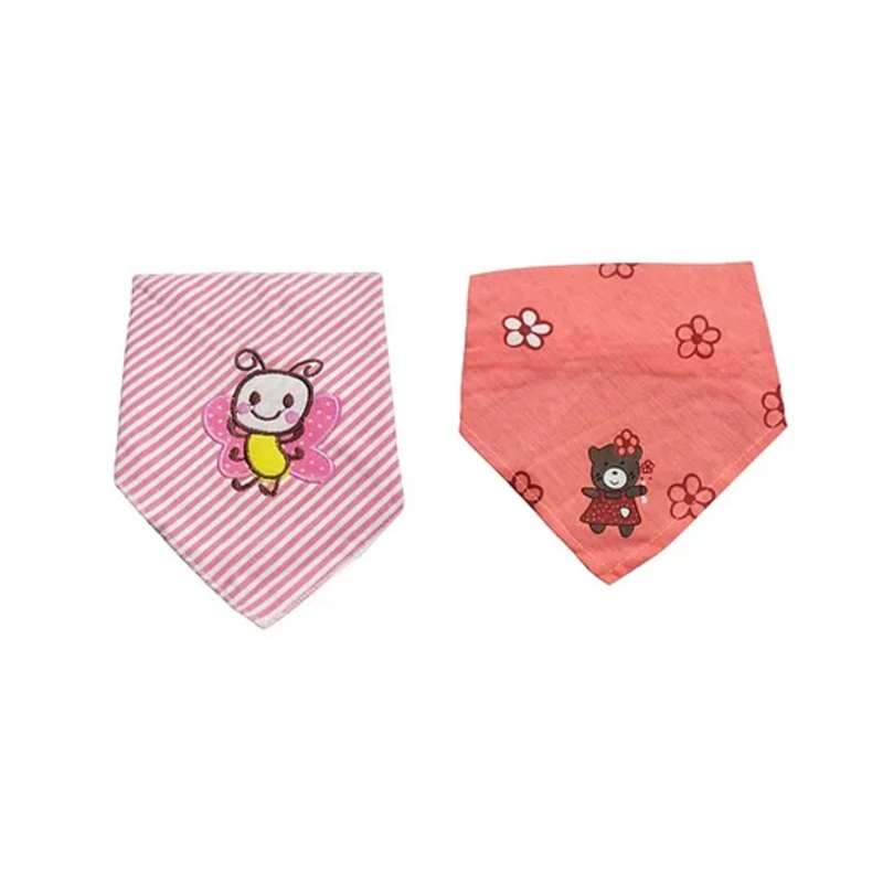 Chinmay Kids Reusable Baby Bibs Two Layered Cute Prints Edges Assorted Color Pack of 2  (Green-Pink)