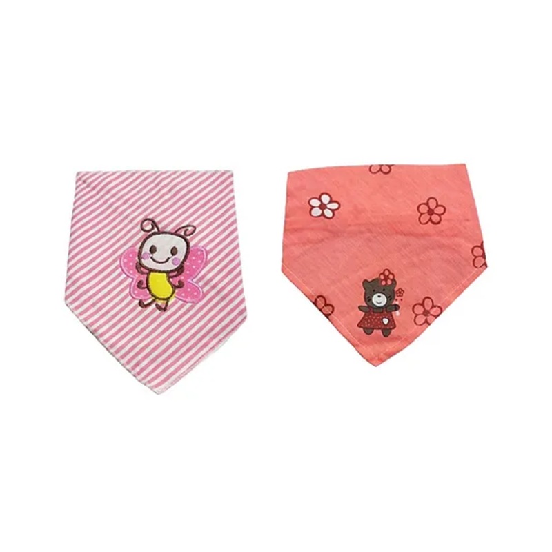 Chinmay Kids Reusable Baby Bibs Two Layered Cute Prints Edges Assorted Color Pack of 2  (Light Pink-Pink)
