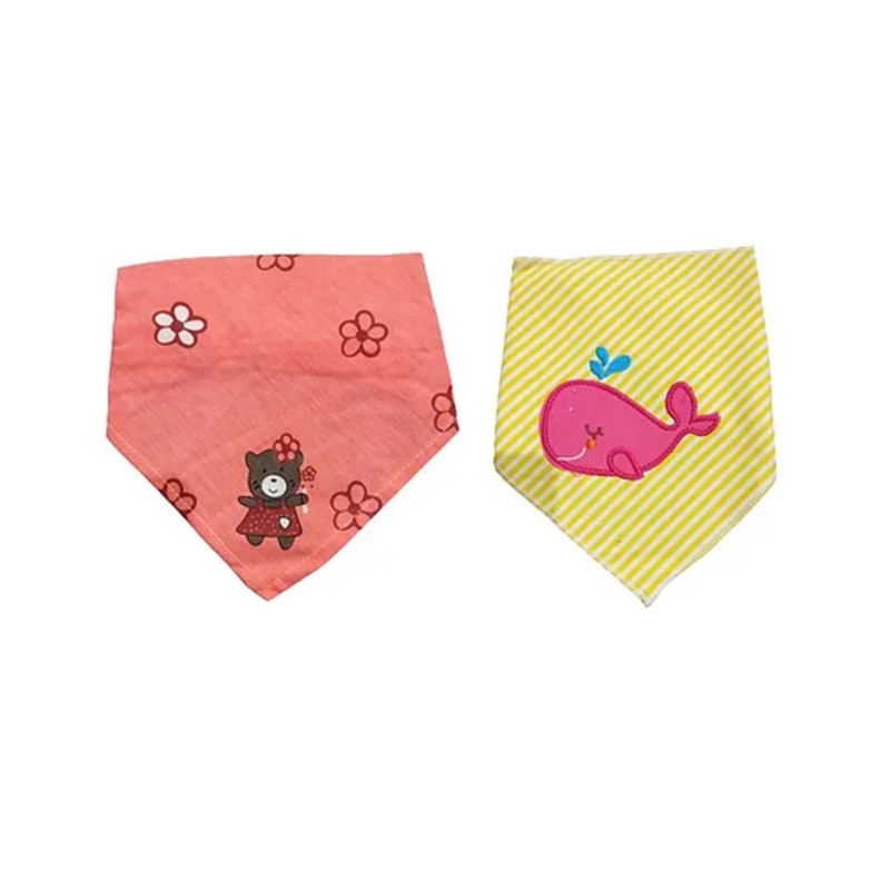 Chinmay Kids Reusable Baby Bibs Two Layered Cute Prints Edges Assorted Color Pack of 2  (Pink-Yellow)
