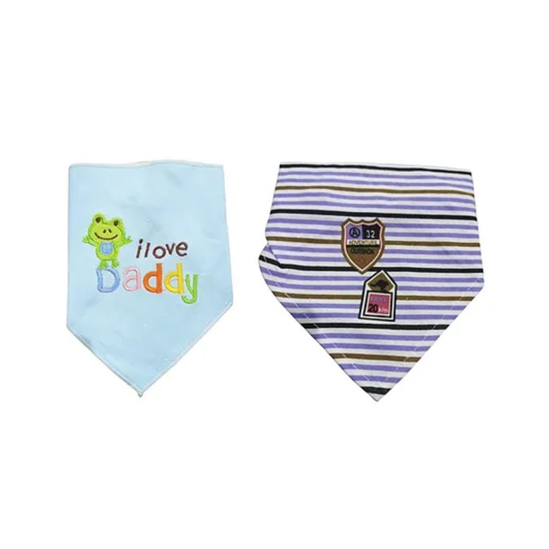 Chinmay Kids Reusable Baby Bibs Two Layered Cute Prints Edges Assorted Color Pack of 2  (Sky Blue-Blue)