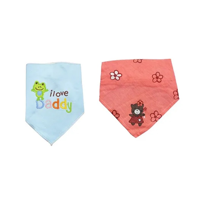 Chinmay Kids Reusable Baby Bibs Two Layered Cute Prints Edges Assorted Color Pack of 2  (Sky Blue-Pink)