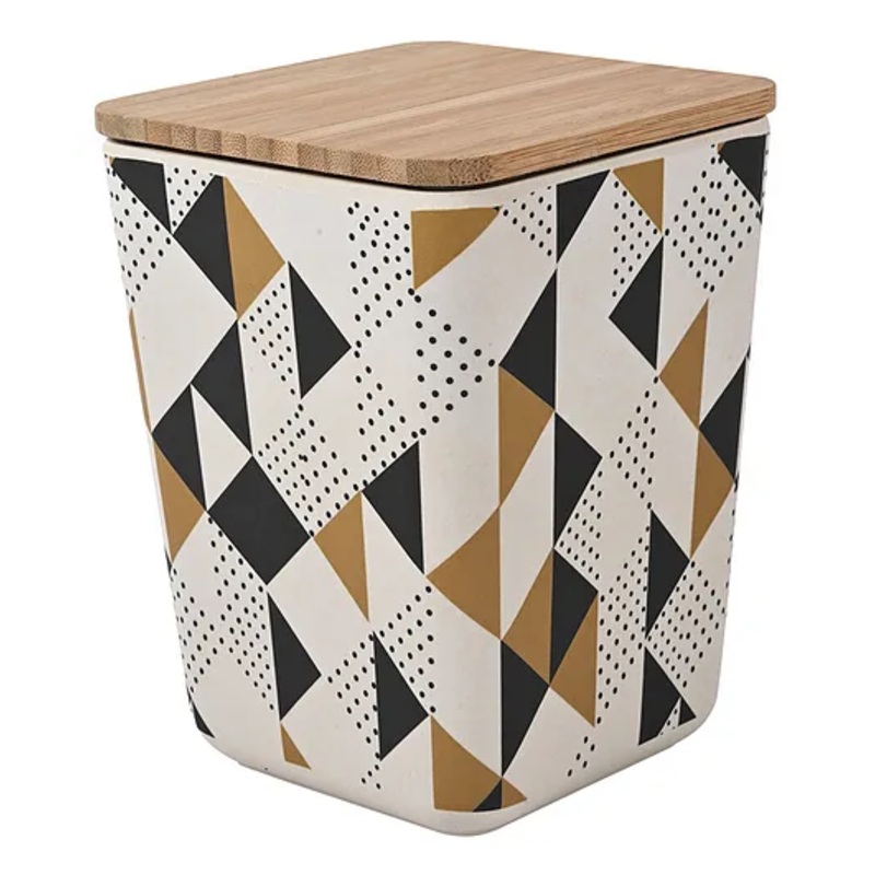 Earthism Eco-Friendly Triad Theme Bamboo Fibre Canister – White Black