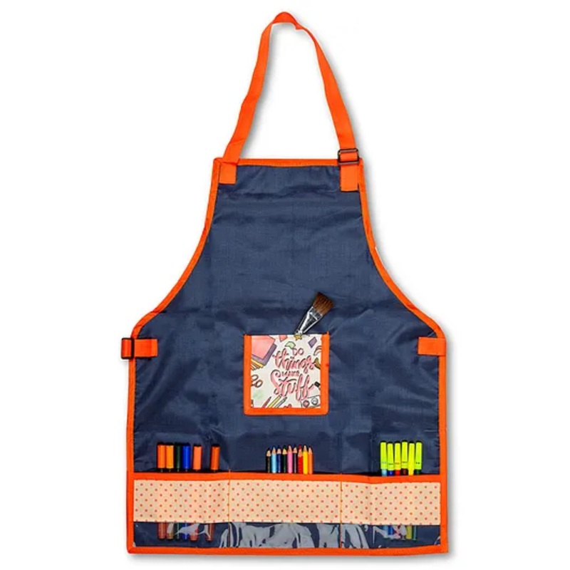 Echo Boomers Blue Multipurpose Teens Waterproof Washable Apron with 4 pockets for Cooking Art Painting and School – Orange Belt