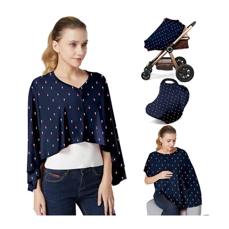 Get It Premium multi usage Breastfeeding Cover nursing cover 360 degree protection – Navy Blue Print