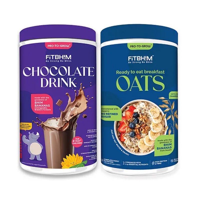 Healthy Nutritional Fitbhim Chocolate Drink & Ready To Eat Instant Oats Combo 500 g (Pack of 2)