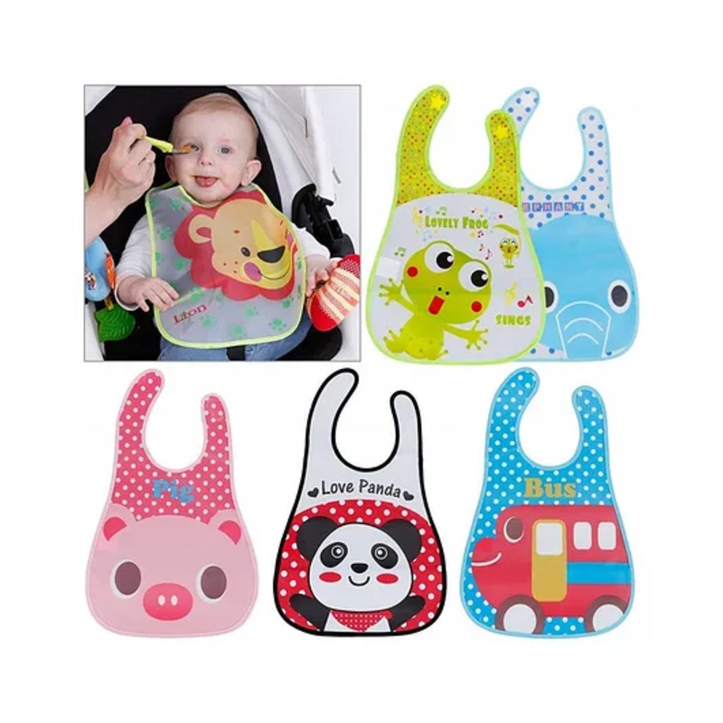 Koochie Koo Waterproof Quick Dry Cartoon Printed Sleevless Feeding Bib Pack Of 2 – Multicolor