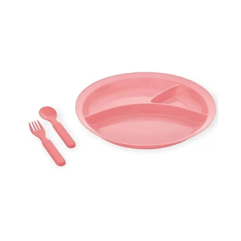 Korbox Party Food Thali Dinnerware Divided Plates for Kids Plastic BPA Free Sectional Holiday Dinner Plates Christmas Dishes for Kids Top Rack Dishwasher Safe- Pink