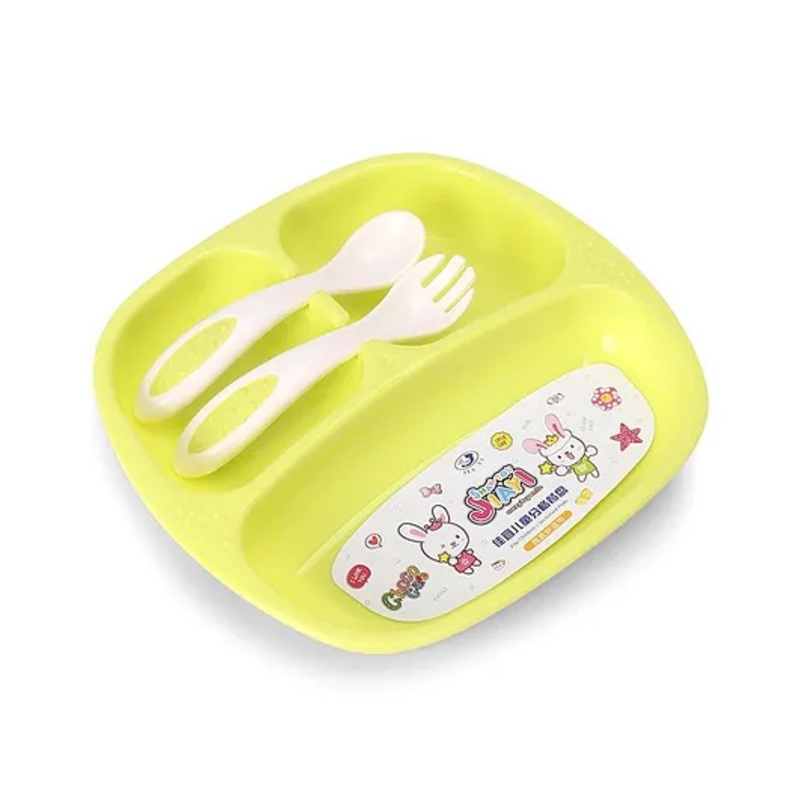 Lunch Plate with Fork &  Spoon – Green