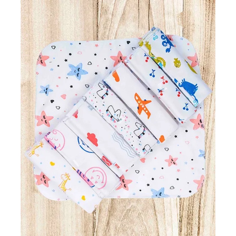 Mittenbooty Hosiery Cotton Premium Baby Washcloth OR Hankies for Newborns,Washable & Reusable, Absorbent, Extra Soft 0 to 24 months, L 22 x B 22 cm, Cotton multi Print Washcloths