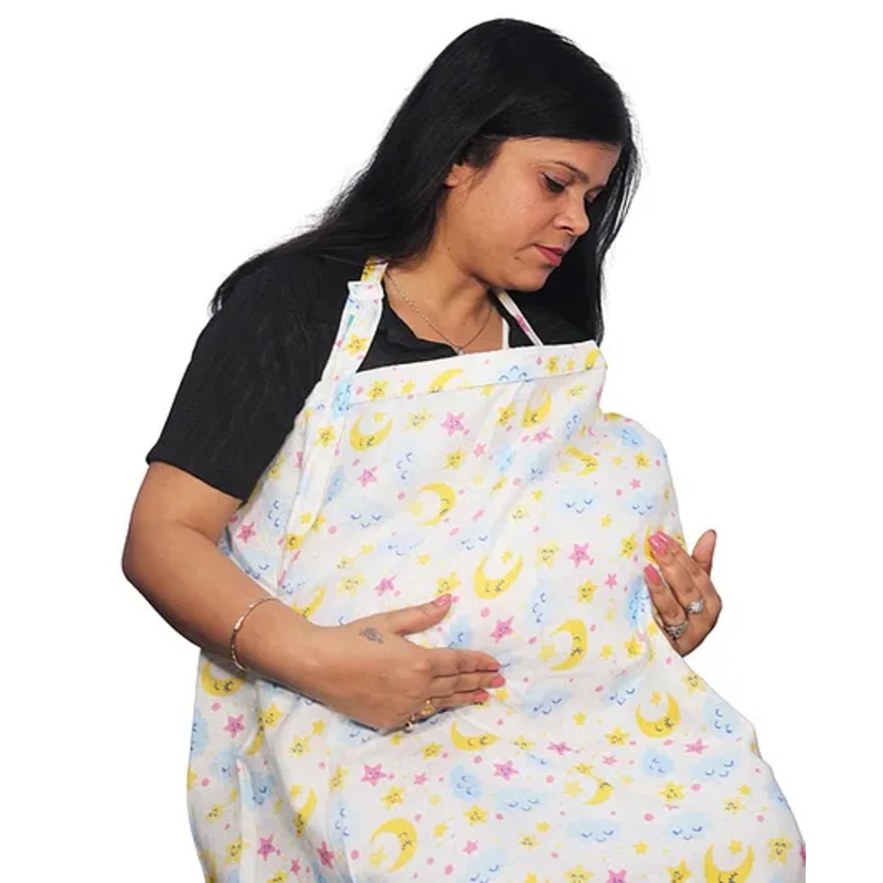 Motherly Nursing Cover for Breastfeeding Soft, Breathable Feeding Apron for Mom, Multi Use Feeding Cover & Scarf Blue Cloud Print