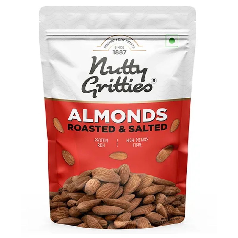Nutty Gritties California Lightly Salted Dry Roasted Almonds – 200 gm