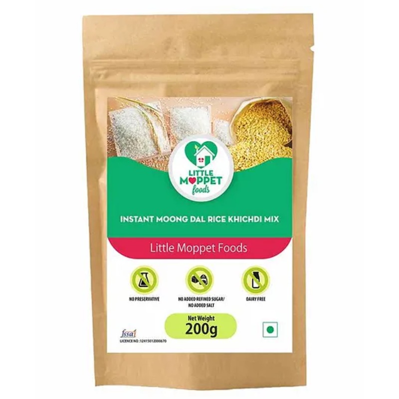 Organic Instant Rice Khichdi Powder with Moongdal for Babies 6-12 Months – Little Moppet Foods, Homemade, No Preservatives – 200g