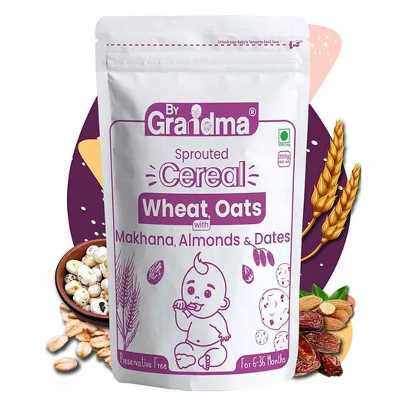 Organic Sprouted Wheat, Date & Almond Porridge Mix for Kids 2+ – ByGrandma 280g, High Fiber & Vitamin-Rich