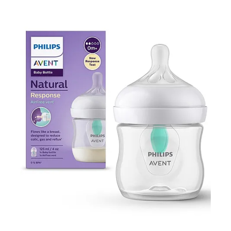 Philips Avent Natural Baby Feeding Bottle with AirFree Vent | No.1 Brand Recommended by Moms Worldwide | Ideal for 0 months+| Natural Response Technology Mimics Breastfeeding | Uniquely Designed Nipple releases milk only when baby drinks | Pack of 1