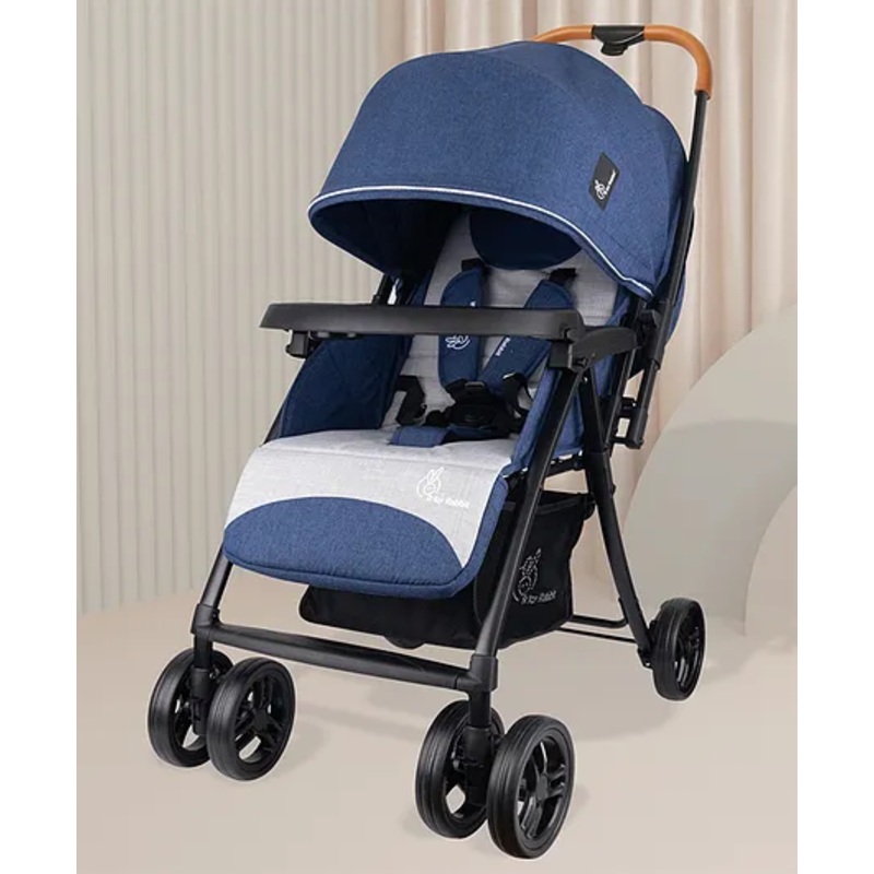R for Rabbit Poppins Joy Stylish Baby Stroller | Pram for Kids with Reversible Handle | New Born Babies Stroller for 0 to 3 Years Boy and Girl (Blue Grey)
