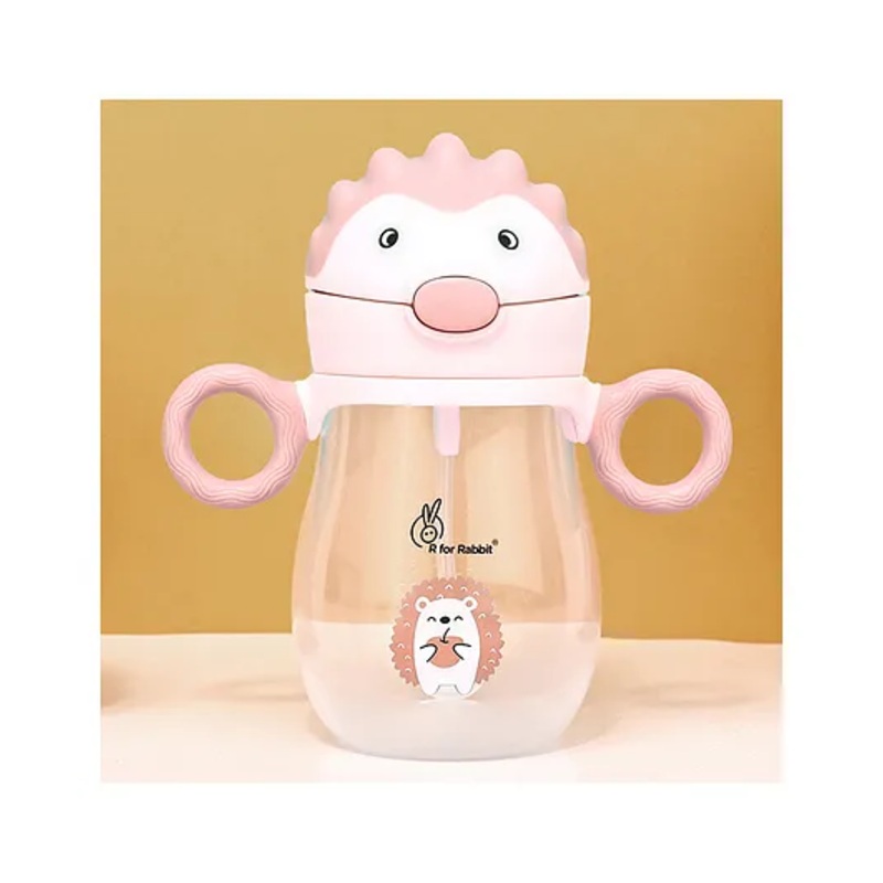R for Rabbit Spikey Premium Baby Straw Sipper With Anti Gravity Ball | Zero Spill Sippy Cup with Soft Silicone Straw BPA Free & Non Toxic Leak Proof for Kids 9+ Months – (320 ml, Peach Pink)